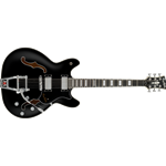 Tremar Viking Deluxe Semi-Hollow Body Guitar in Black Hagstrom TREVIDLX-BLK-U